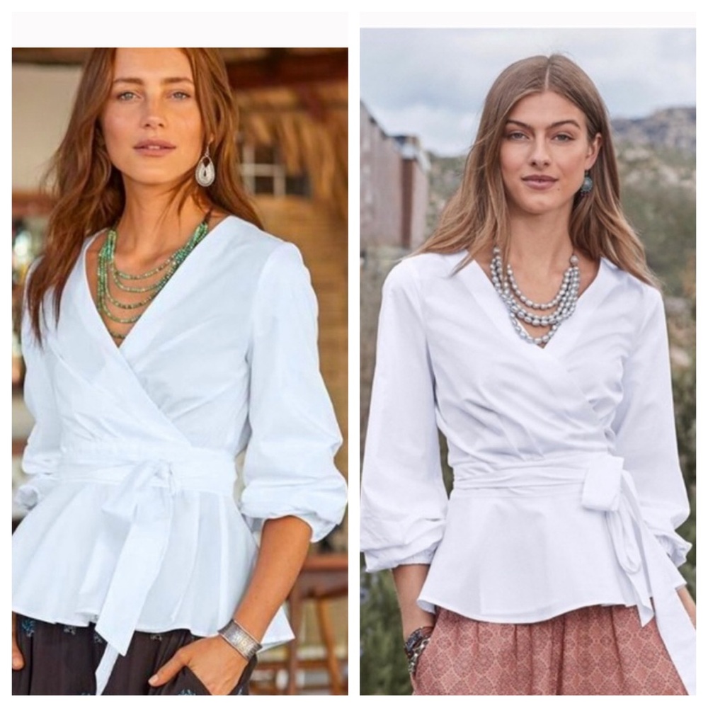 Sundance Women's White Avant Garde Puff Sleeves Full Wrap Top